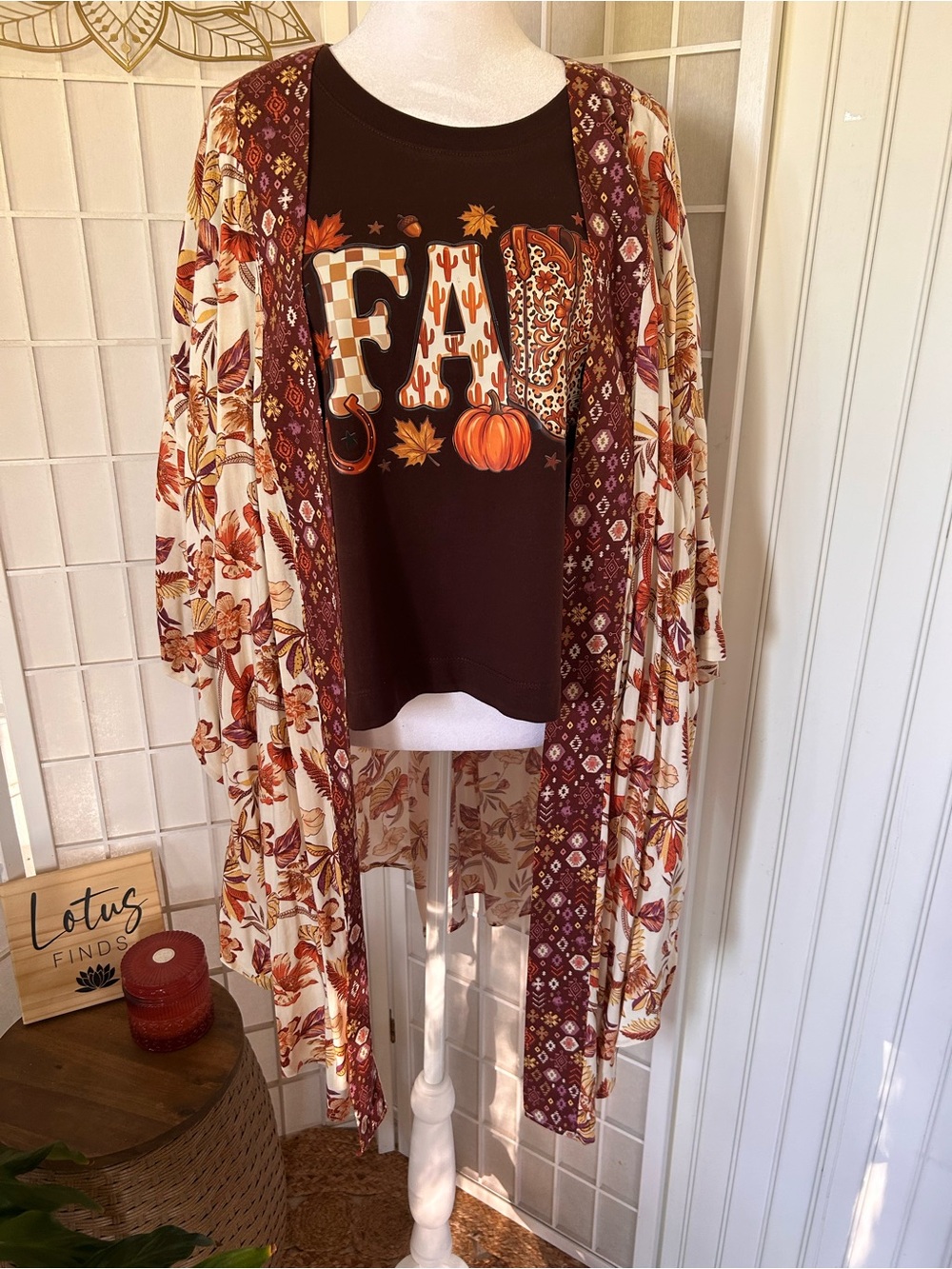 NWT Cato Fall Kimono & Graphic T-Shirt Two-Piece Bundle Size Large